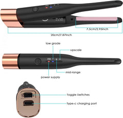 Piastra Per Capelli Senza Fili Mini Portatile, 0.3 Pollici in Titanio Dorato per Capelli Corti e Sottili, 3 Livelli 160°C-200°C, Ricaricabile USB
