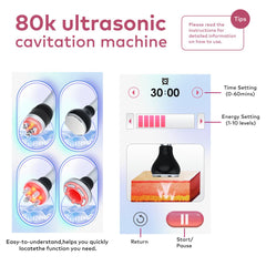 Macchina Cavitazione Ultrasuoni 80K 4in1 con Radiofrequenza e Vacuum, Dispositivo Snellente e Rimodellante per Corpo, Viso, Braccia, Pancia, Vita e Gambe