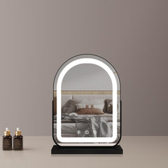 Specchio Cosmetico Convesso da 40 * 55 cm con Striscia LED, Rotazione a 360°, 3 Modalità di Luce, Funzione Touch, Luminosità Regolabile, Alimentazione a Spina