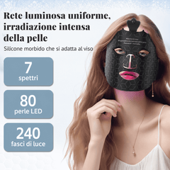 Maschera Facciale a LED con Terapia della Luce a 7 Colori, Design Senza Fili, 80 Perle LED, 240 Chip – Anti-Aging, Trattamento dell’Acne, Rassodante e Cura della Pelle per una Pelle più Liscia