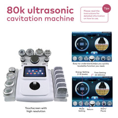 80K 11in1 Dispositivo RF Ultrasuoni Cavitazione con 6 Pad Lipolaser/EMS, Sistema Professionale per Modellamento del Corpo, Massaggiatore Anti-Cellulite per Salone e SPA