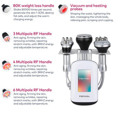 80KHz Multi-Funzione Macchina Cavitazione Ultrasuoni con Radiofrequenza e Vacuum – Dispositivo Rimodellante Corpo per Viso, Braccia, Vita, Addome e Gambe