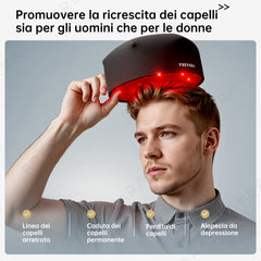 Cappello per Fototerapia a 120 LED, Soluzione Certificata FDA per una Crescita dei Capelli Più Folti e Sani, Alimentazione a Rete