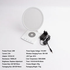 LED-Happy Light 2.0 – Lampada Multifunzione per Fototerapia SAD con Ricarica Wireless, Lampada Simil-Sole 10000 Lux per Migliorare l’Umore