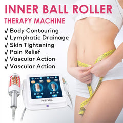 Inner Ball Roller Massaggiatore con 2 Manici – Terapia a Compressione e Micro-Vibrazione con LED Rosso e Blu per Rimodellamento Corpo, Drenaggio Linfatico, Riduzione Cellulite, Rilassamento Muscolare e Rassodamento della Pelle