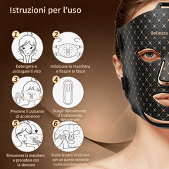 Maschera LED Viso in Silicone 8 Colori per Viso Completo, Linea Mandibolare, Rughe e Pelle Impura