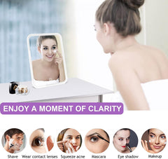 Specchio da Trucco LED per Comò, Controllo Touch, 3 Modalità di Illuminazione, Regolabile, Portatile, Ricaricabile