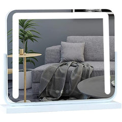 Specchio Da Trucco Grande 50*42cm Con Striscia LED, 3 Modalità Di Colore, Touch Intelligente, Luminosità Regolabile, Spina EU