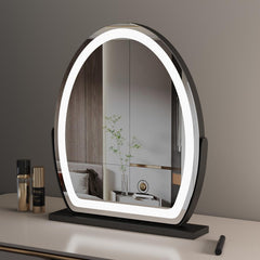 Specchio da Trucco Ovale con Striscia LED, Grande 40*50cm, Tocco Intelligente, Rotazione a 360°, 3 Modalità di Colore, Luminosità Regolabile, Spina EU