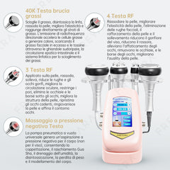 4in1 40K Radiofrequenza Ultrasuoni Cavitazione Macchina(rosa/giallo), Bruciare Grasso, Apparecchio Dimagrante del Corpo per Viso, Braccio, Vita, Pancia, Gamba