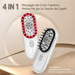 FREYARA Pettine Massaggiante Cuoio Capelluto 4-in-1 con EMS, Luce Rossa, Calore e Vibrazione – Stimola la Crescita dei Capelli, Migliora la Circolazione e l’Assorbimento dei Nutrienti