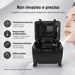 LASER FacialPure 5.0 Ultra – Macchina Laser Picosecondi Portatile in Elegante Valigetta Nera con Doppia Maniglia e Ruote per Rimozione Indolore e Non Invasiva di Tatuaggi e Sopracciglia