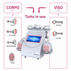 6in1 80K Radiofrequenza Macchina Cavitazione, con EMS-Pads, Sistema Ultrasonico per Modellamento del Corpo, Bruciagrassi e Massaggio Corpo Anti-Cellulite
