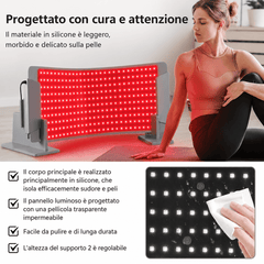 Matte Terapia con Luce Rossa 62*25.5 cm con Pannelli LED Flessibili per Sollievo dal Dolore e Comfort, Ideale per Diverse Applicazioni