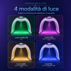 Dispositivo di Cura del Viso con Terapia LED a 7 Colori, 170 Perle di Luce con Nebulizzatore Nano, Strumento PDT Fotodinamico