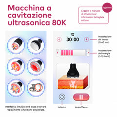 80k 6in1 Sistema Cavitazione Ultrasuoni RF, per Bruciare Grassi, Rimodellamento Corpo e Snellimento, con Elettrodi EMS