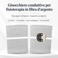 Ginocchiera EMS con Ioni d’Argento – Micro Elettrostimolatore per Ginocchio, Sollievo Mirato dal Dolore e Comfort Articolare, Fisioterapia Domestica