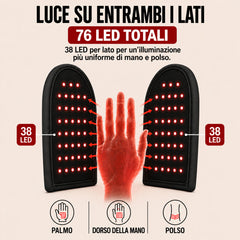 FREYARA LED-HandRepair 2.0 – Guanto per fototerapia a doppia lunghezza d’onda con 78 LED e massaggio vibrante per alleviare le tensioni nei tessuti profondi e il dolore al polso