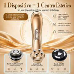 FREYARA Dispositivo Viso RF EMS LED Anti-Rughe per Lifting, Rassodamento e Pelle Luminosa a Casa