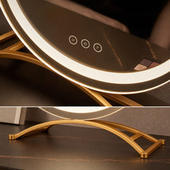 Specchio Cosmetico Rotondo, 50cm/20Inch, Grande Per Toeletta, 3 Modalità Di Luce, Luminosità Regolabile, Rotazione A 360°, Ricarica Tramite Spina