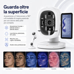 K33 Analizzatore della Pelle AI – 8 Modalità Spettrali, Scanner Facciale 3 Telecamere 180°, Display 15,6", 30+ Parametri Cutanei, per Tutti i Tipi di Pelle, Microscopio Cuoio Capelluto 50x