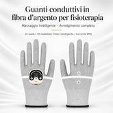 Guanti EMS a Ioni d’Argento – Dispositivo Micro Elettrostimolante per Mani e Dita, Miglioramento Circolazione e Fisioterapia Domestica