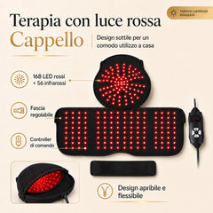 Cappello a LED Rosso per la Ricrescita dei Capelli 216 LED – Doppia Lunghezza d’Onda 660nm & 850nm