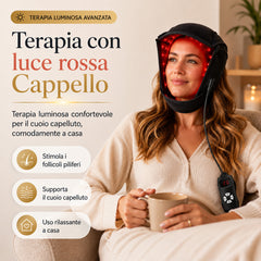 Cappello a LED Rosso per la Ricrescita dei Capelli 216 LED – Doppia Lunghezza d’Onda 660nm & 850nm