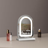 Specchio Cosmetico Convesso da 30 * 40 cm con Striscia LED, Rotazione a 360°, 3 Modalità di Luce, Funzione Touch, Luminosità Regolabile, Alimentazione a Spina