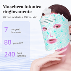 Maschera Facciale a LED con Terapia della Luce a 7 Colori, Design Senza Fili, 80 Perle LED, 240 Chip – Anti-Aging, Trattamento dell’Acne, Rassodante e Cura della Pelle per una Pelle più Liscia
