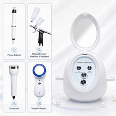 HOBA - FacialClean 4in1, Dispositivo Professionale per la Pulizia dei Pori del Viso con Microbolle, Idratazione, Rimozione Punti Neri e Infusione di Siero, Gestione Completa della Pelle, Risultati Spa a Casa
