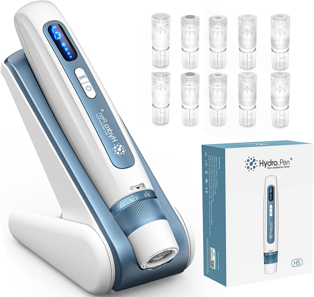 Dr. Pen H5 Hydra Pen Dermapen Microneedling Professionale, Infusione Automatica di Siero, Funzione EMS, Cartucce di ricambio, 2 pezzi per 12/24/36/S/R