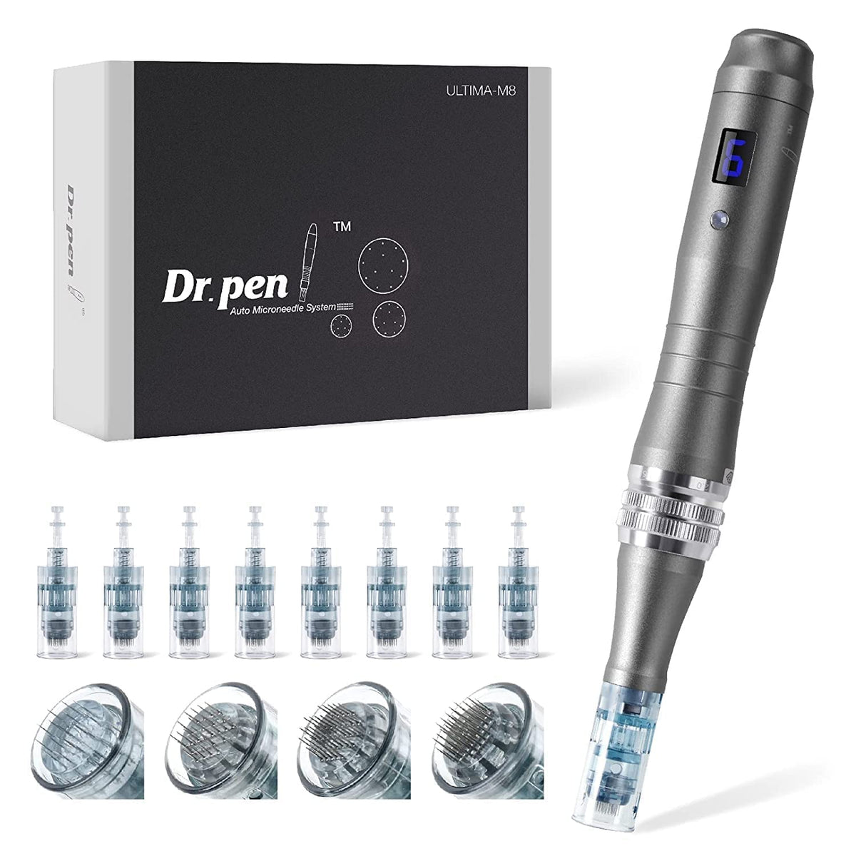 Dr. Pen Ultima M8 Professionale Microneedling Microaghi Dermapen, Ricaricabile USB, con Cartucce di Ricambio