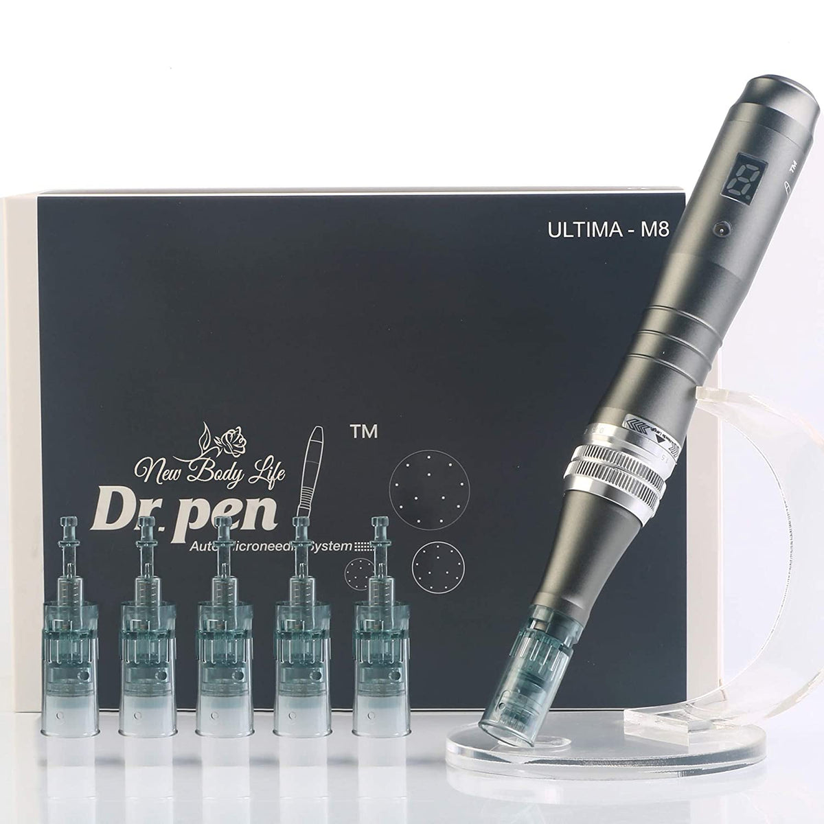 Dr. Pen Ultima M8 Professionale Microneedling Microaghi Dermapen, Ricaricabile USB, con Cartucce di Ricambio