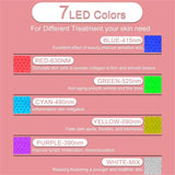 Maschera per il viso con terapia della luce LED, trattamento a 7 colori, 90 perle LED, ricaricabile tramite USB