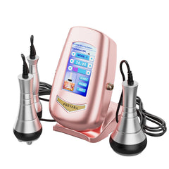 3in1 40K Macchina per Cavitazione RF(rosa/giallo), Dispositivo Dimagrante per la Scultura del Corpo, 3 Testine Massaggianti per Grasso Addominale, Vita, Braccia, Gambe, Glutei