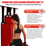 Tappetino Terapia a Luce Rossa 190*80cm con 1300 LED, Luce Infrarossa 660nm & 850nm per Sollievo dal Dolore, Rilassamento Muscolare e Miglioramento della Qualità del Sonno