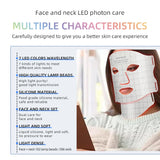 Maschera in Silicone a LED con 7 Colori per Viso e Collo, 103 Perle LED, 309 Chip – Anti-Aging, Schiarimento della Pelle, Trattamento dell’Acne, Riduzione delle Rughe