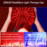 258 LED Cappello per Fototerapia LED Rosso e Blu – Ricrescita dei Capelli per Uomo e Donna, Design Senza Fili