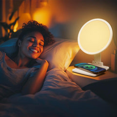 LED-Happy Light 2.0 – Lampada Multifunzione per Fototerapia SAD con Ricarica Wireless, Lampada Simil-Sole 10000 Lux per Migliorare l’Umore