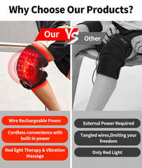 Fascia per Ginocchio a Luce Rossa 56 LED Senza Fili con Batteria 3000mAh – Allevia Artrite e Dolori Muscolari