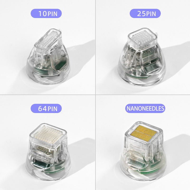 Set 4 Testine RF Microneedling Oro per Radiofrequenza: 10 Pin, 25 Pin, 64 Pin e Nano Aghi