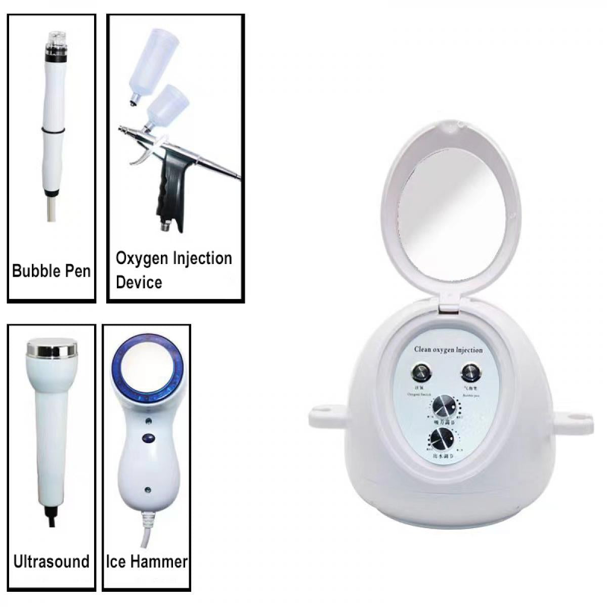 HOBA - FacialClean 4in1, Dispositivo Professionale per la Pulizia dei Pori del Viso con Microbolle, Idratazione, Rimozione Punti Neri e Infusione di Siero, Gestione Completa della Pelle, Risultati Spa a Casa