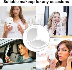 Specchio da Trucco Mini LED, 1X/5X Doppio Lato, Portatile per Viaggi