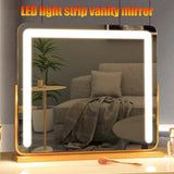 Specchio Cosmetico Grande 50x42cm, LED Striscia, 3 Modalità Luce, 360° Rotazione, Luminosità Regolabile, EU Plug