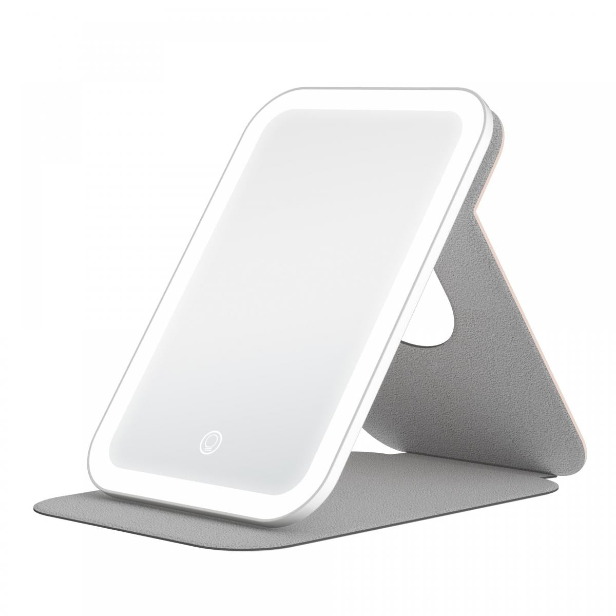 Specchio da Trucco LED, Pieghevole, Rotazione a 360°, 3 Modalità di Illuminazione, Ricaricabile tramite USB