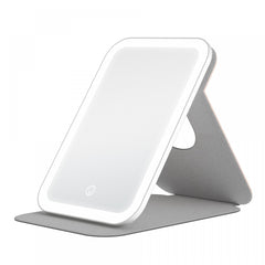 Specchio da Trucco LED, Pieghevole, Rotazione a 360°, 3 Modalità di Illuminazione, Ricaricabile tramite USB