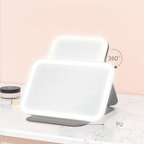 Specchio da Trucco LED, Pieghevole, Rotazione a 360°, 3 Modalità di Illuminazione, Ricaricabile tramite USB