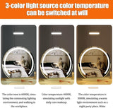 Specchio per Trucco Rotondo da 12"/30 cm per Toeletta e Camera da Letto, Ruotabile, 3 Modalità di Luce, Luminosità Regolabile tramite Striscia LED, Alimentazione tramite Cavo