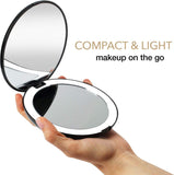 Specchio da Trucco LED da Viaggio, Ingrandimento 1X/10X, Compatto, Portatile, Ricaricabile tramite USB